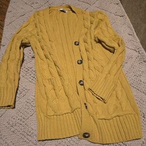 EUC Tarse Yellow Cable Knit Cardigan Sweater M